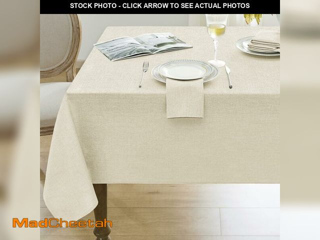 Lot 74-14272471 - Softalker Large Cream Table Cloths Rectangular 60x104 inch Faux Linen Tablecloth Outdoor Waterproof ...