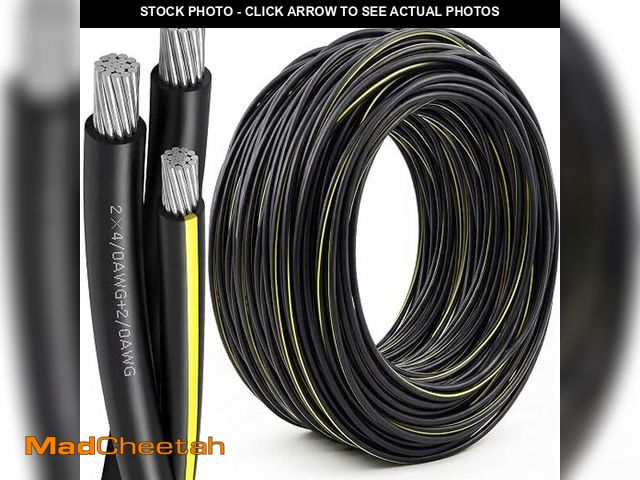 Lot 74-14354522 - BreezeHug 125Ft 4/0-4/0-2/0 Aluminum URD Direct Burial Cable, 3-Conductor 600V, 19-Strand, XLPE Insu...