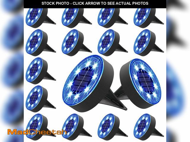 Lot 74-14049380 - Joomer Solar Ground Lights, 16 Pack 8 LED Solar Lights Outdoor IP68 Waterproof Disc Light In-Ground ...