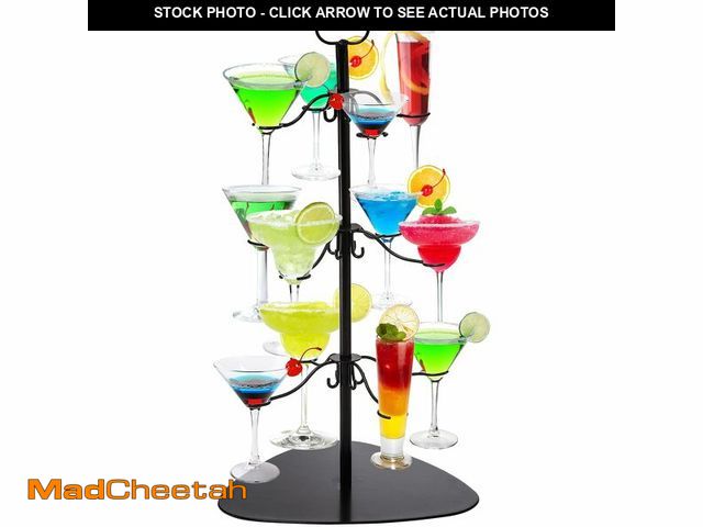 Lot 74-13543829 - Hedume Cocktail Tree Stand, Champagne Glass Holder, 3 Tier - 12 Holders Wine Glass Flight Tasting Di...