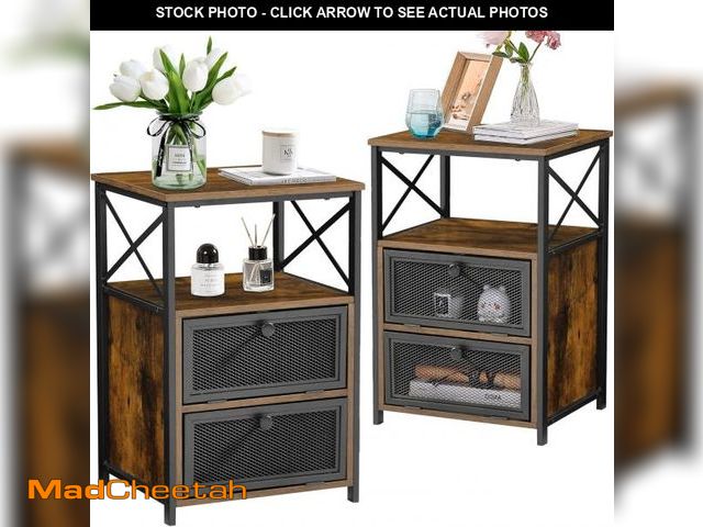 Lot 74-12098588 - VECELO End Side Table, Modern Night Stand with Storage Space and Door, Set of 2 Nightstands for Livi...