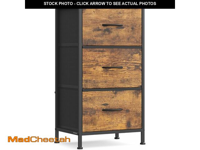 Lot 74-13041702 - SONGMICS Dresser for Bedroom, Chest of Drawers, Steel, MDF, 3 Non-Woven Fabric Drawers, Storage Orga...