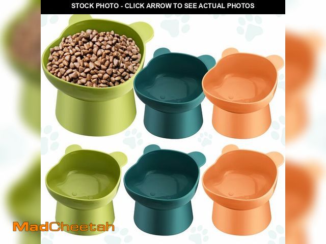 Lot 74-14427395 - Hsei 6 Pcs Raised Cat Food Bowls 15 Degrees Elevated Cat Bowls Anti Vomiting Tilted Raised Whisker F...