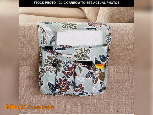 Lot 74-12710159 - Brilliant Sunshine Vintage Beautiful Green Flowers Couch Armrest 5 Pockets Organizer, Slip Resistant...