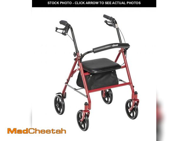 Lot 74-12160511 - Drive Medical 10257RD-1 4 Wheel Rollator Walker With Seat, Steel Rolling Walker, Height Adjustable, ...