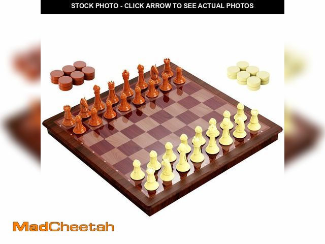 Lot 74-14329769 - 13 Inch Chess Set and Magnetic Chess Board Ã¢â¬â 2-in-1 Foldable Plastic Travel Board Game, Class...