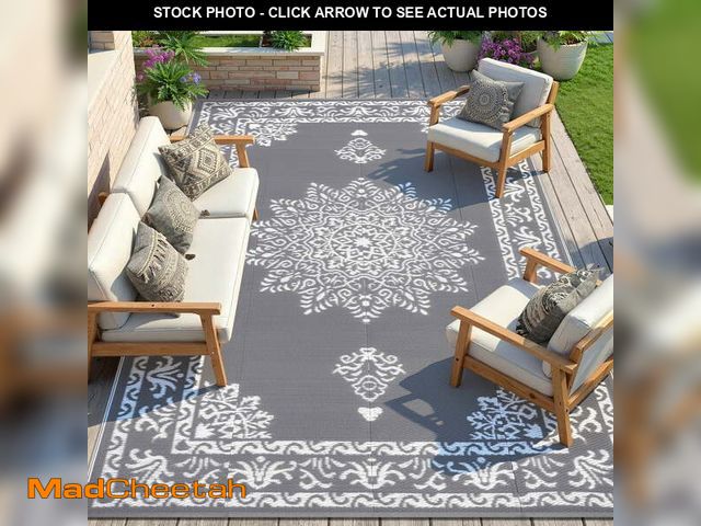 Lot 74-14288522 - Yamaziot 9'x12' Outdoor Rugs Patio Rug Reversible Mats, RV Rug, Waterproof Camping Rug Plastic Straw...