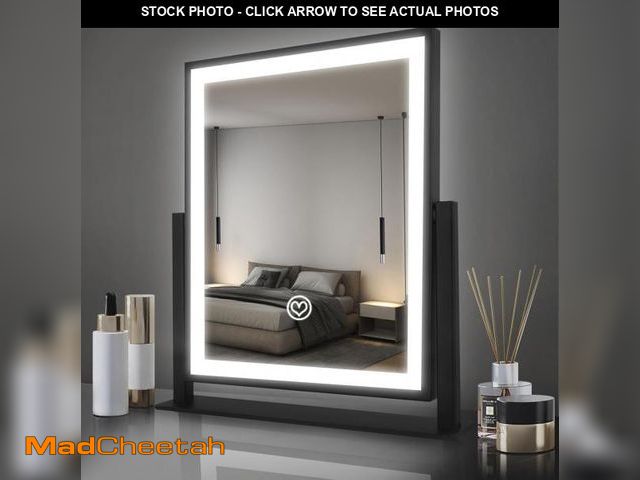 Lot 74-12177393 - Beelux Hollywood Style Vanity Mirror - 12 in Black Makeup Mirror with Light, Dimmable Lights, Smart ...