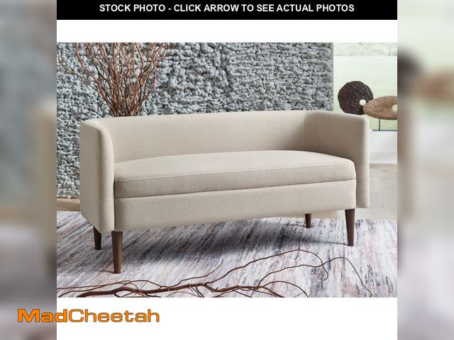 Lot 74-14306869 - Signature DESIGN BY ASHLEY Wainner 52 in. Beige Entryway Accent Bench Curved Back with Arms - UNUSED