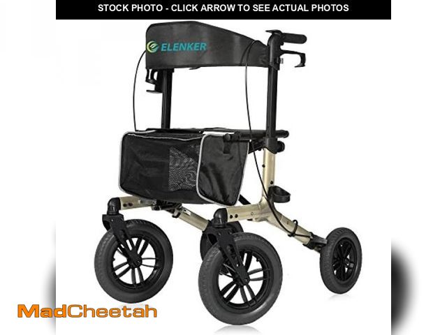 Lot 74-12208134 - ELENKER All-Terrain Rollator Walker with Non-Pneumatic Tire 12Ã¢â¬Â Front Rubber Wheels, Compact F...