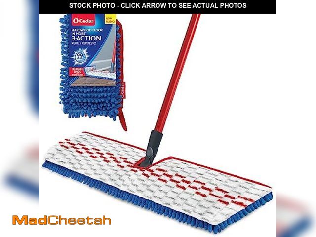 Lot 74-12098402 - O-Cedar Hardwood Floor 'N More 3-Action Mop with 1 Extra Refill | Microfiber Mop with 3pc Handle | U...