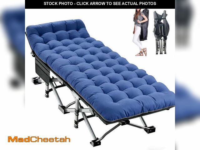 Lot 74-14369222 - Slsy XL Folding Camping Cots with 3.3 inch 2 Sided Mattress, 75"* 28" Folding Sleeping Cot Guest Bed...