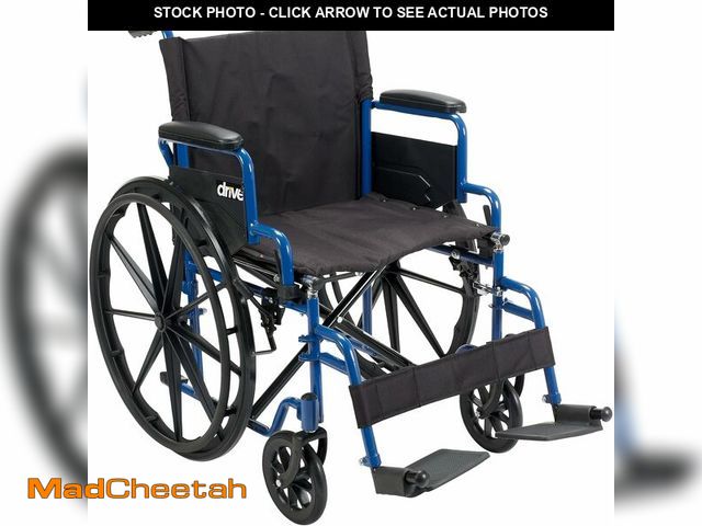 Lot 74-13041278 - Drive Medical Blue Streak Wheelchair with Flip Back Desk Arms, Swing Away Footrests,FoldingDesk Leng...