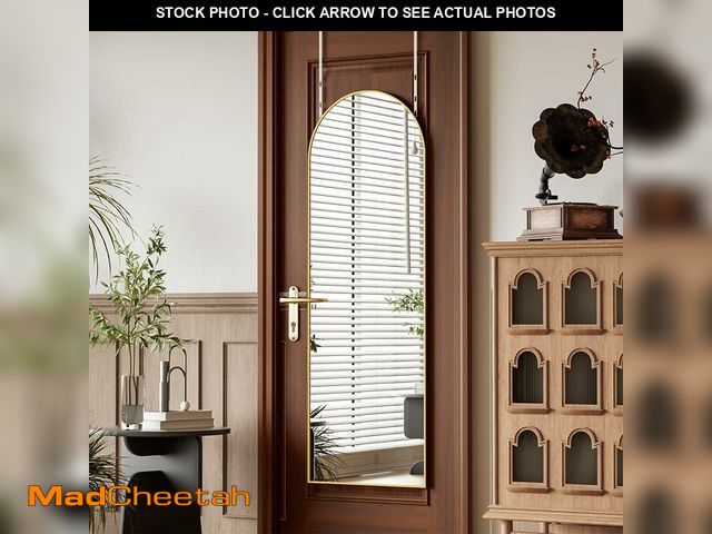 Lot 74-13926883 - BEAUTYPEAK 14" x 48" Adjustable Height Over The Door Mirror, Arch Full Length Hanging Door Mirror wi...