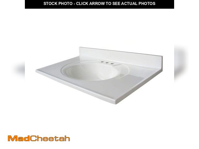 Lot 74-12594373 - Glacier Bay 37 in. W x 19 in. D Cultured Marble White Round Single Sink Vanity Top in White - UNUSED