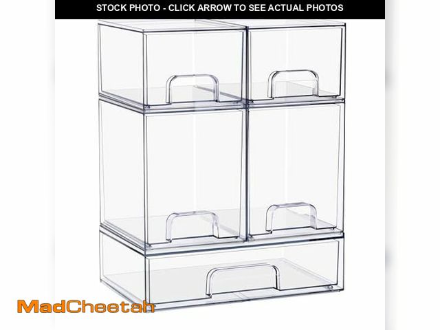 Lot 74-12705930 - Sorbus Acrylic Storage Containers - 5 Pack, Stackable Storage Bins Set for Bathroom Organization - C...