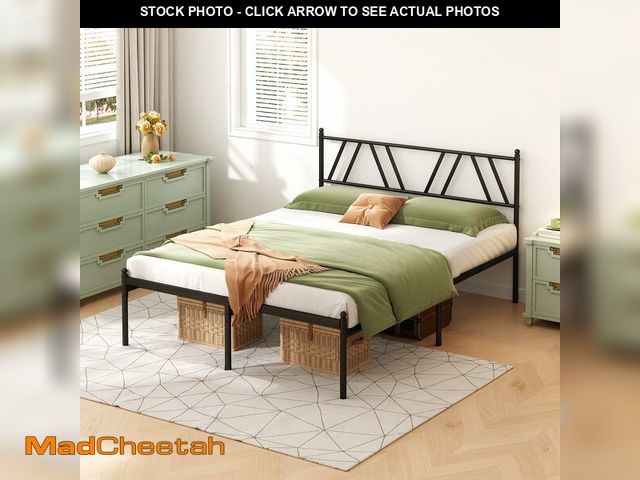 Lot 74-12568999 - Kujielan Metal Platform Bed Frame with Headboard, 14 Inches Full Bed, No Box Spring Needed, Steel Sl...