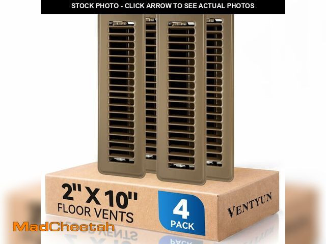 Lot 74-14422138 - 2" x 10" Floor Register Vent Covers 4-Pack, Walkable Powder-Coated Metal Vent Covers with Adjustable...