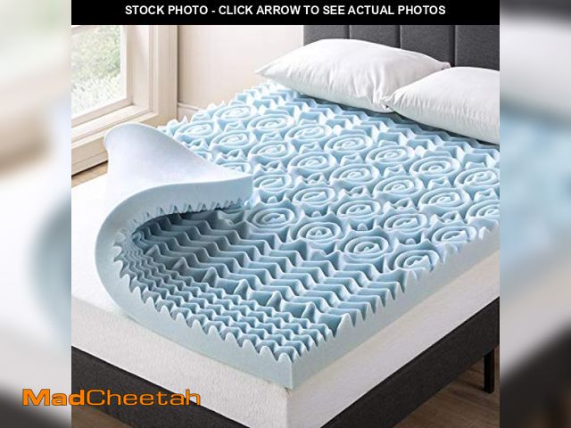 Lot 74-12137123 - Mellow 4 Inch 5-Zone Memory Foam Mattress Topper, Cooling Gel Infusion, Dorm Essentials, Queen Blue ...