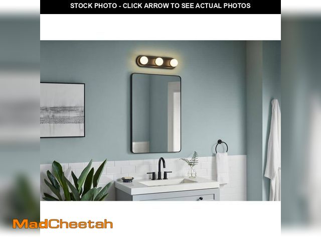 Lot 74-14279802 - Hampton Bay Midford 18 in. 3-Light LED 5CCT Vanity Light with Interchangeable Brushed Nickel, Black ...