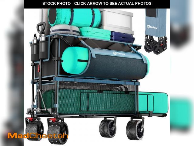 Lot 74-12493103 - 400L Large Capacity Folding Double Decker Wagon with Brakes, 50" Extra Long Extender Cart, 500lbs He...