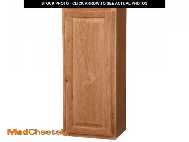 Lot 74-12530835 - Hampton Bay Hampton 15 in. W x 12 in. D x 36 in. H Assembled Wall Kitchen Cabinet in Medium Oak - UN...