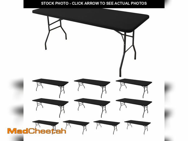Lot 74-12711540 - Enjoyidea Fitted Tablecloth for 6 Foot Rectangle Tables-10 Pack Black Elastic Outdoor Picnic Table C...