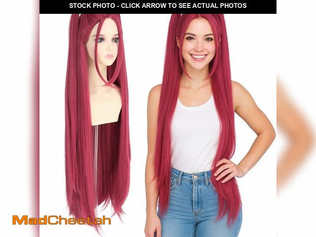 Lot 74-14337369 - morvally 39 Inches Long Red Wig with 2 Ponytails for Women - Anime Cosplay Wigs for Womens Halloween...