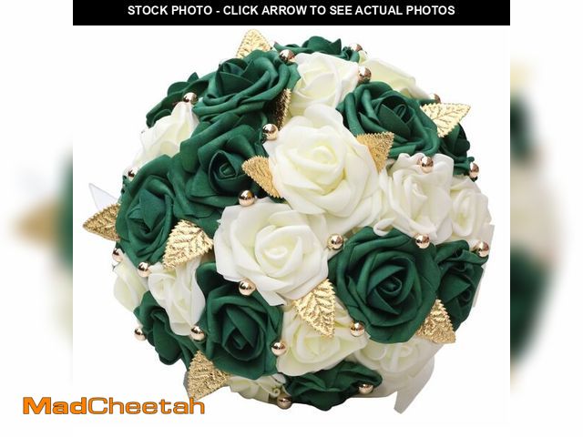 Lot 74-12969295 - Anvevkn Handmade Wedding Bouquet Artificial PE Rose Bridal Bridesmaid Bouquet with Soft Ribbons Wedd...