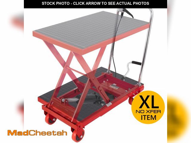 Lot 74-13652009 - VEVOR TF23 Hydraulic Lift Table Cart, 500lbs Capacity 28.5" with 4 Wheels and Non-Slip Pad, for Mate...
