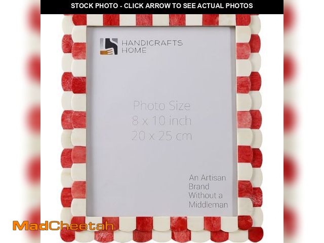 Lot 74-14426954 - Handicrafts Home Handmade Scalloped Bone Inlay Red White Picture Frame,8x10 - UNUSED