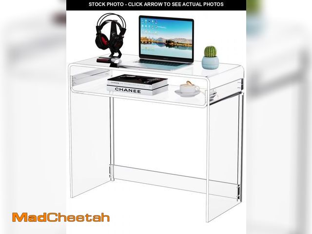 Lot 74-12363669 - solaround Acrylic Desk Laptop Study Table Home Office Console Table Entrance Tables, 33.5'' x 15.7''...