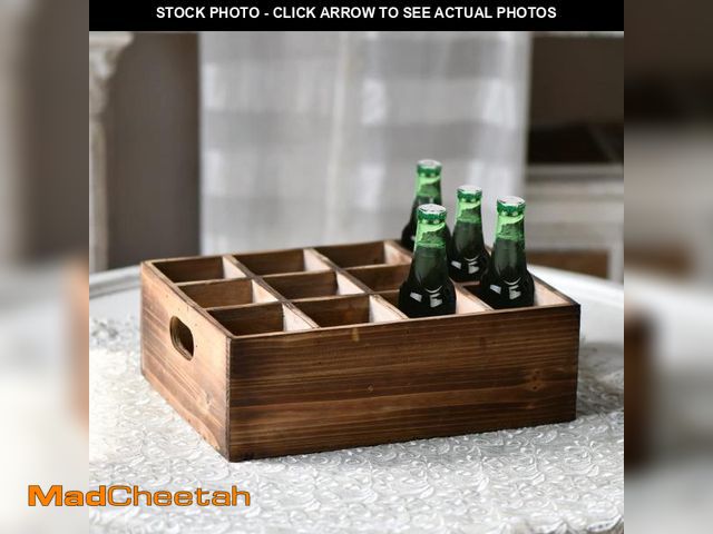Lot 74-12331685 - Sintosin Farmhouse Wooden Storage Crate for Decoration 13 x 10 inches, Rustic Beer Holder Box, Wood ...