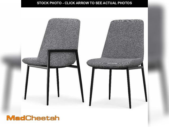 Lot 74-13011434 - SIMPLIHOME Savannah Dining Chairs - Upholstered Black Metal Frame and Linen-Style Fabric Kitchen Cha...