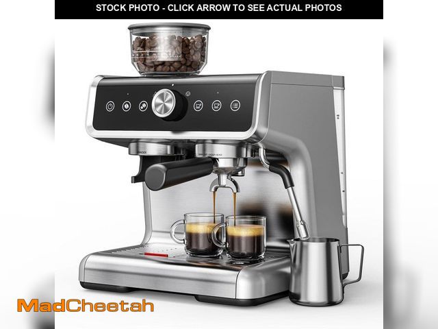 Lot 74-14344607 - EUHOMY 2-Cup Espresso Coffee Maker with Burr Grinder, 15-Bar Pump, PID Control, Touch Display and Mi...