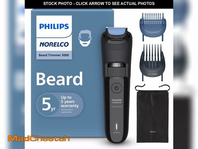 Lot 74-13952848 - Norelco Philips 100% Waterproof Beard Trimmer 3000 Series with Self-Sharpening Blades, 40 Adjustable...