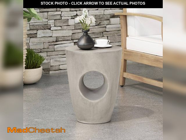 Lot 74-14290968 - Noble House Sirius Concrete Finish Drum Shape Lightweight Concrete Outdoor Patio Side Table - UNUSED