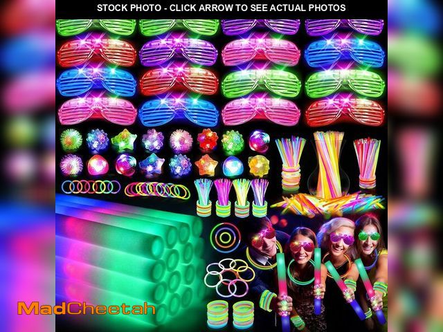 Lot 74-14358536 - OLUPP 150 PCS Glow in the Dark Party Supplies, 16 Foam Sticks, 16 LED Glasses, 100 Glow Sticks and 1...