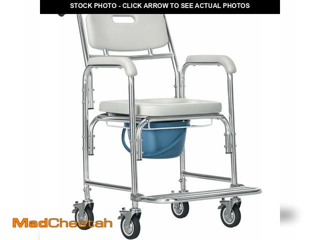 Lot 74-13382344 - HOMCOM 3-in-1 Shower Commode Wheelchair, FSA/HSA Eligible Transport Beside Commode Chair, Waterproof...