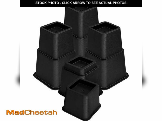 Lot 74-12746425 - Angel Sar 3,5 or 8 in. Black Adjustable Bed Furniture Risers for Beds, Supports up to 1300 lbs, Set ...