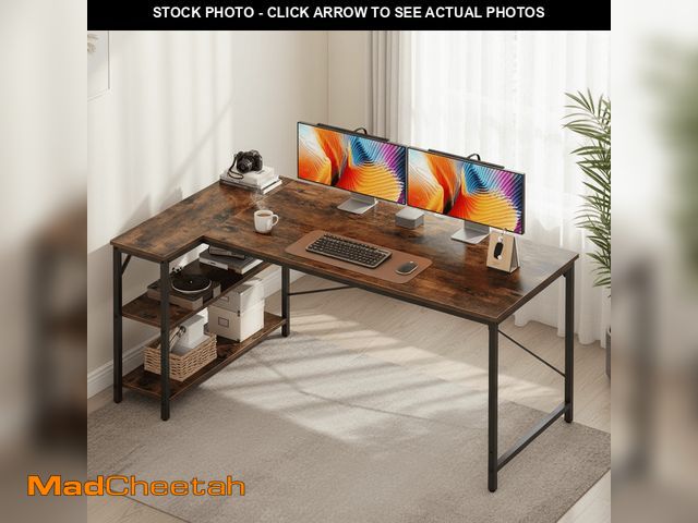Lot 74-14287073 - CONCETTA 47 inch L Shaped Desk with Reversible Storage Shelves, 154 lbs Capacity Computer Corner Des...