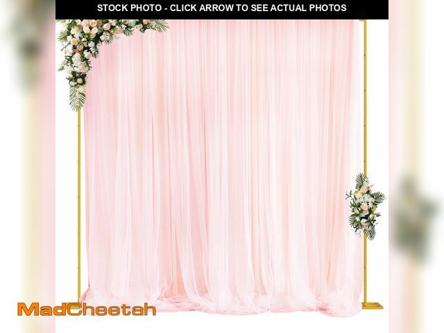 Lot 74-14267218 - Fomcet 10FT x 10FT Backdrop Stand Heavy Duty with Base, Gold Portable Adjustable Pipe and Drape Kit,...