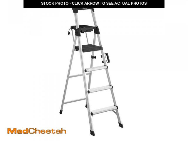 Lot 74-12527533 - (MINOR DAMAGE) COSCO 6ft Signature Series Step Ladder, Type 1A, 300 lbs. Load Capacity (Aluminum/Bla...