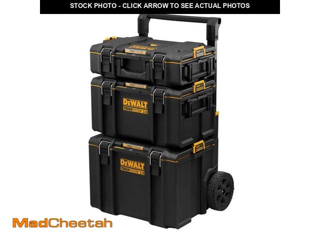 Lot 74-14113365 - *MISSING TWO* DEWALT TOUGHSYSTEM 2.0 24 in. Tower Tool Box System (3 Piece Set) *MISSING TWO*  - UNU...