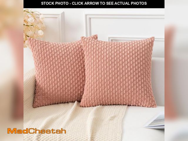 Lot 74-12127333 - Kevin Textile Throw Pillow Covers Soft Corduroy Decorative Set of 2 Boho Striped Pillow Covers Valen...
