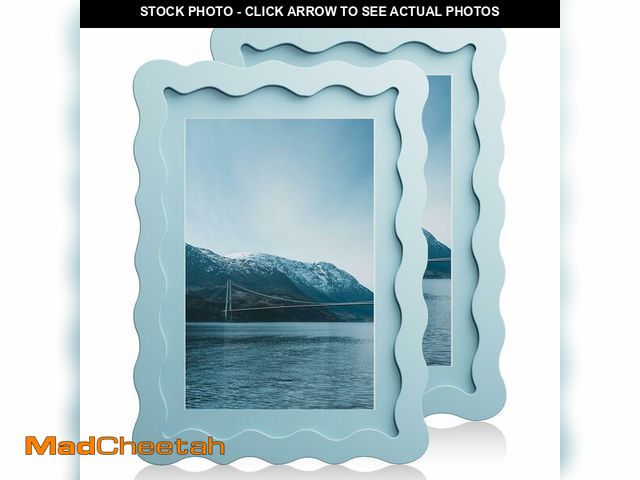 Lot 74-14145949 - Chrspk 5x7 Wavy Picture Frame With Mat For 4x6, Wavy Edge Wooden Picture Frame with Real Glass - Wal...