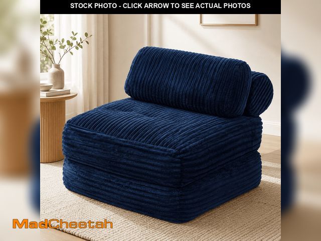 Lot 74-14586033 - Neche Boneless Folding Sofa Bed Chair, Single Corduroy Convertible Sleeper Sofa with Pillow, Back Su...