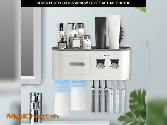 Lot 74-13947926 - BHeadCat Toothbrush Holders for Bathrooms Wall Mounted, 6 Slot Toothbrush Holder with 2 Automatic To...