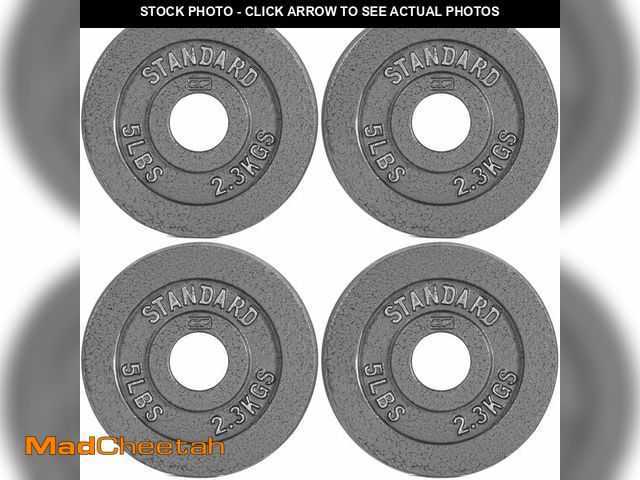 Lot 74-13803423 - CAP Barbell Olympic 2-Inch Weight Plate, Gray, 5 LBS - 4 Plate Set - UNUSED
