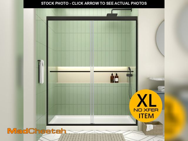 Lot 74-13790243 - ACE DECOR 56-60" W x 70" H Semi-Frameless Shower Door, Double Sliding Shower Door with 1/4" (6mm) Cl...
